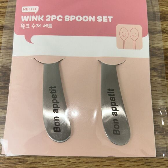 Hello! Flatware Wink Spoons Stainless Steel Cute Fun Design Kitchen Set - Picture 3 of 4